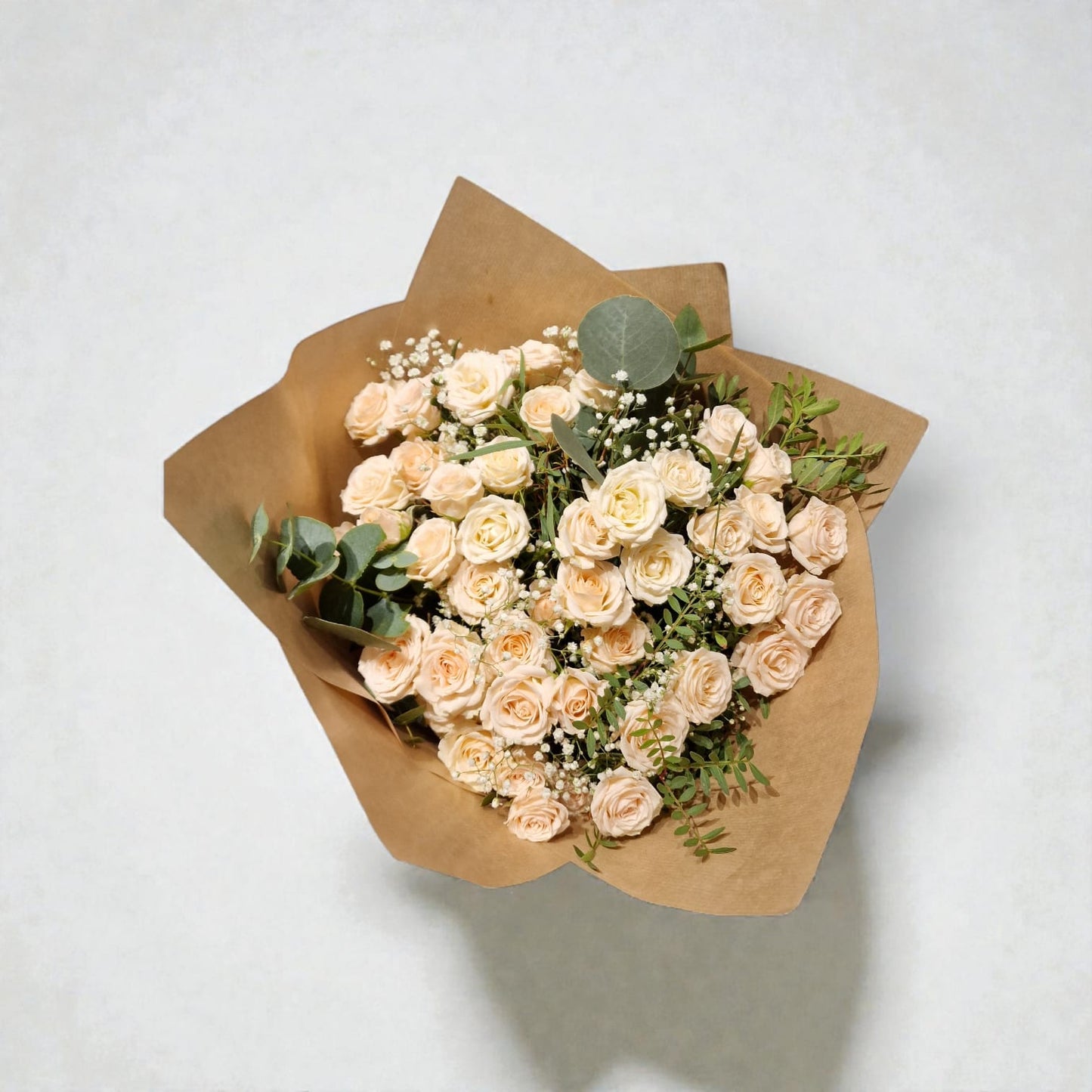 Bouquet de roses ivoire doux