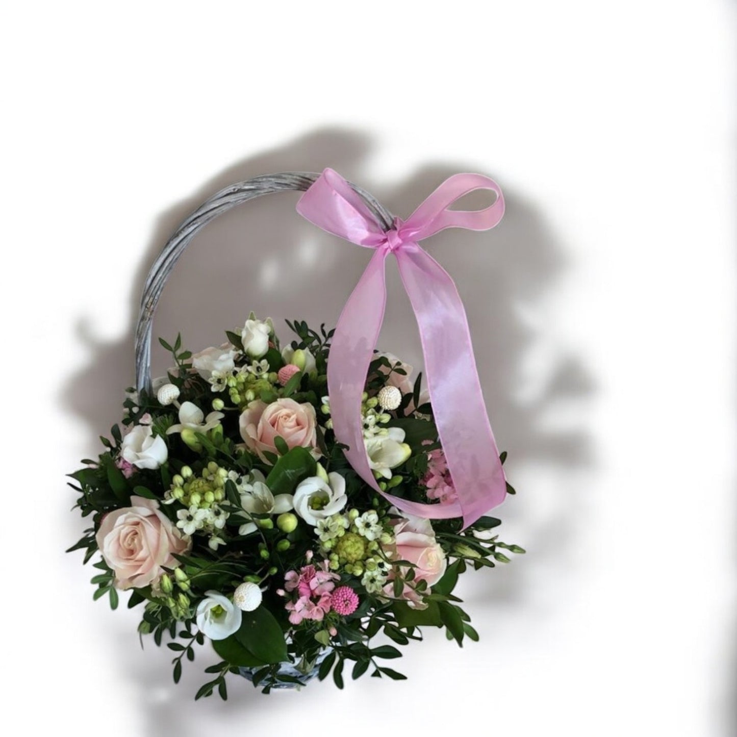 Blushing Grace Floral Basket