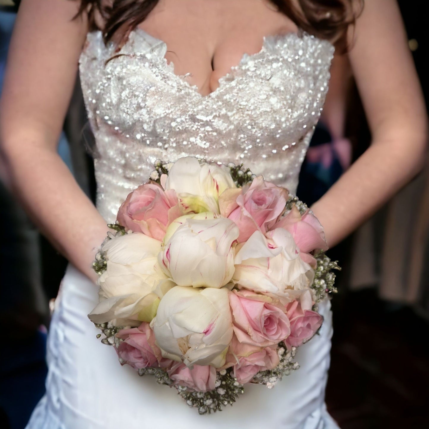 Bouquet de mariage de mariée pivoine rose