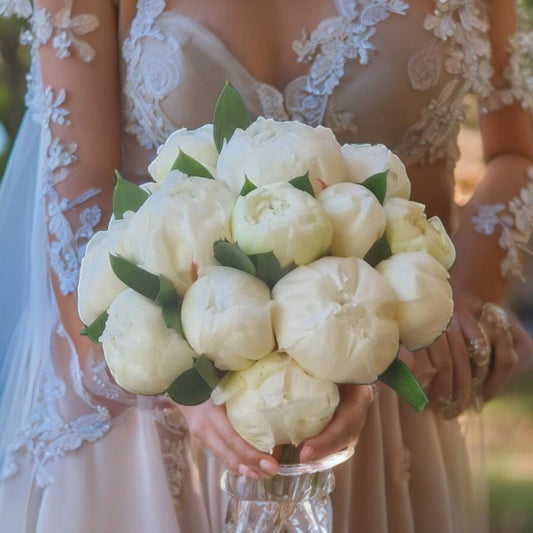 Bouquet de mariage de mariée pivoine blanche